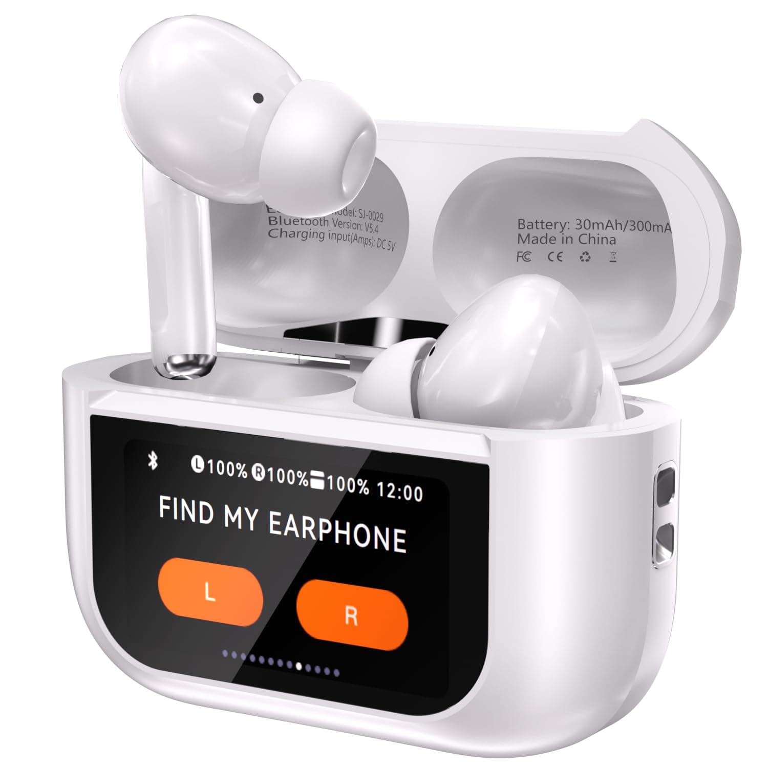 Smartbuds Bluetooth 5.4 Transparency Mode 98% Active Noise Cancelling Reduction TWS Earphone Earbuds with Smart Touch Screen Case ENC Mic Clear Call Equalizer for iPhone Samsung Android