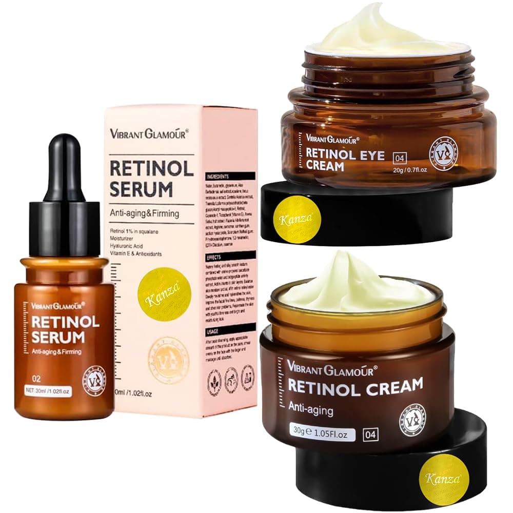 KANZA - Anti-Aging Retinol Cream,Serum,Eye Creams Set (30g+30ml+20g)| Skin Care Set or Face,Skin Mositurizer Face Creamm,Serum| Anti -Wrinkle,Pores Repair,Collagen Firming,Skincare Sets