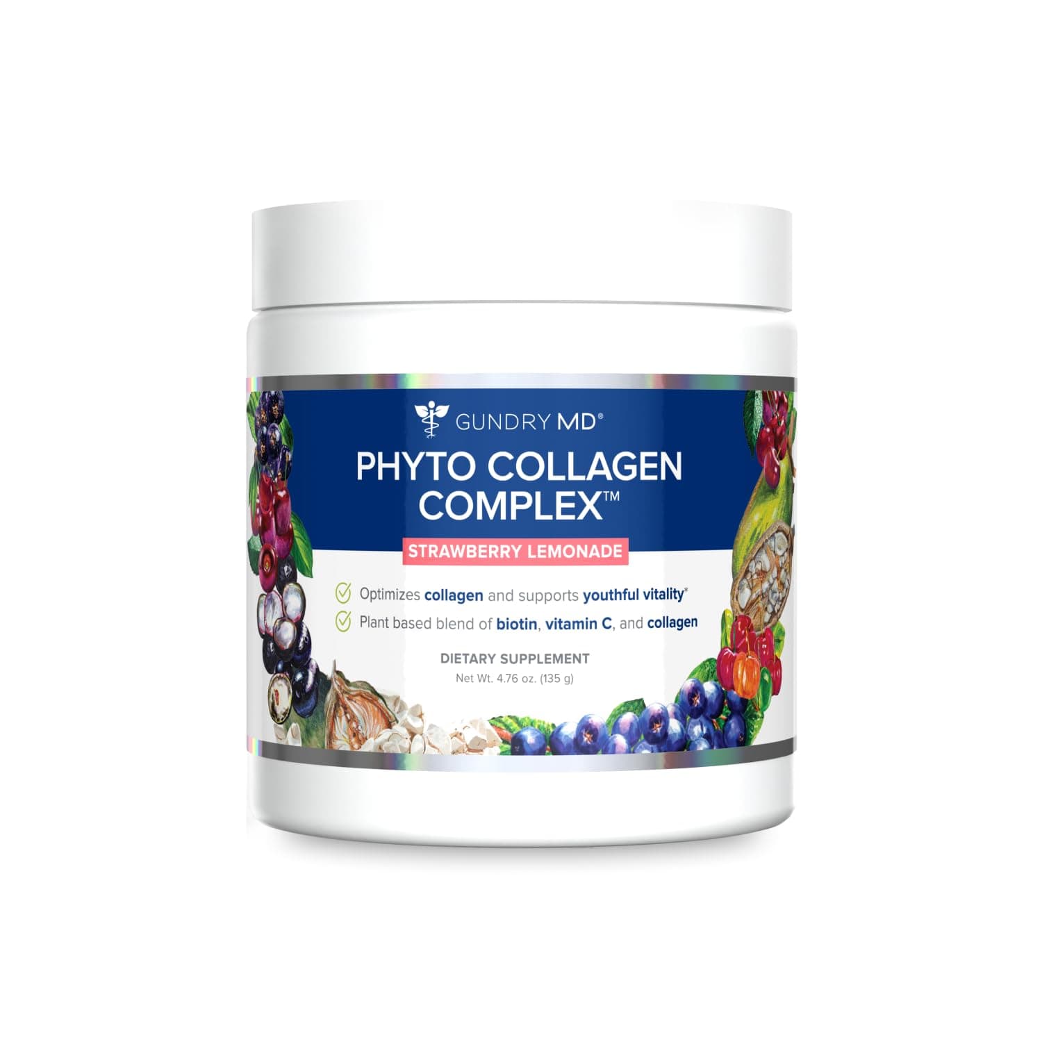 Phyto Collagen Complex, Strength Supporting Multivitamin Powder Supplement with Vitamin C, Amino Acids, and Polyphenols - Strawberry Lemonade (1)