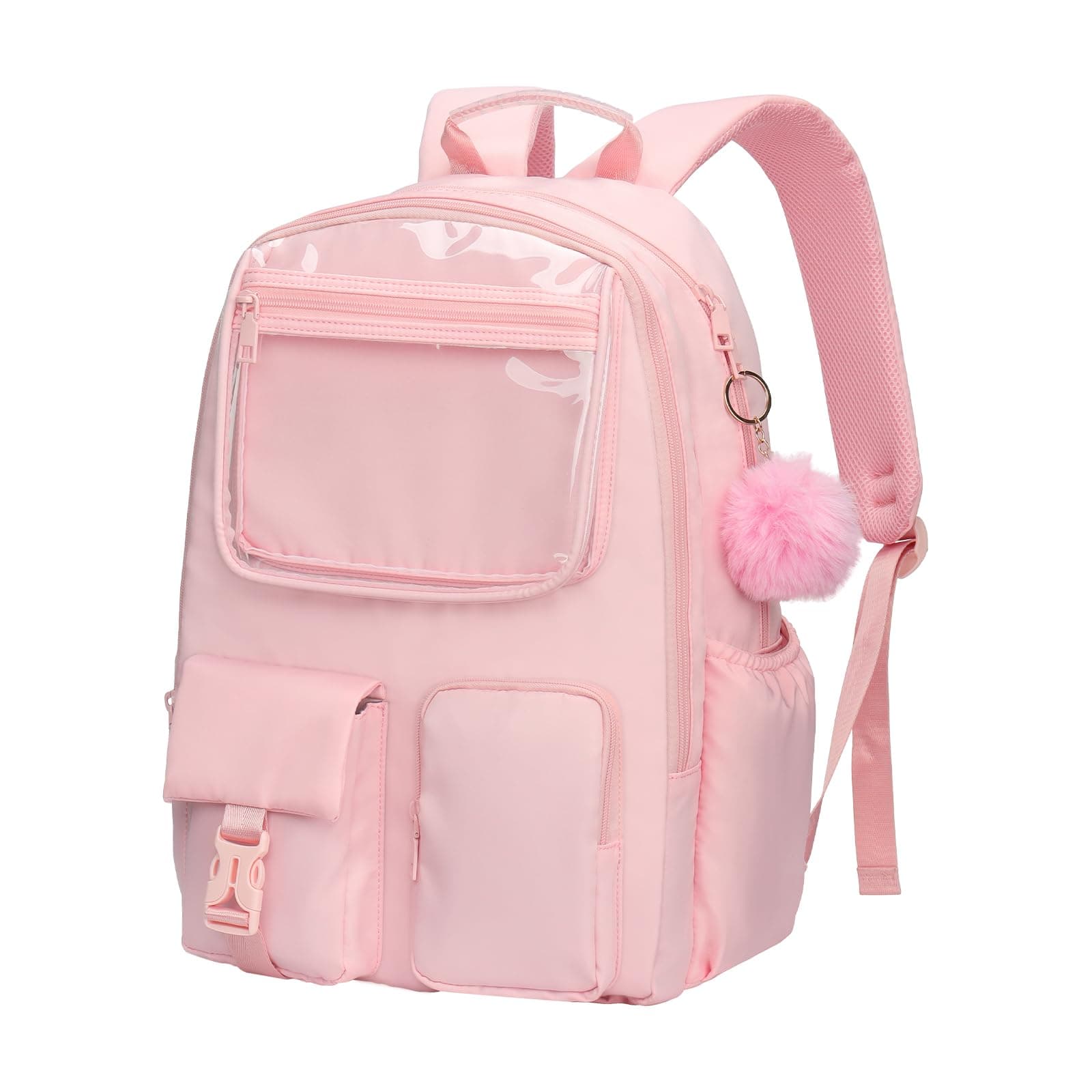 OcbabeTeenagers Backpack for Girls Bookbag College Middle High School Bag for Big Kids,Student Pink Plain Ita Bag