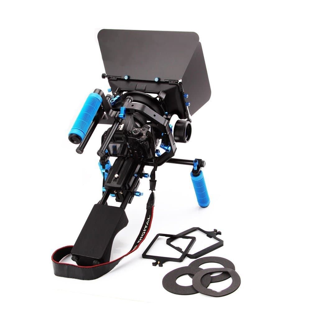Morros Pro DSLR Rig Movie Kit Shoulder Mount Rig + Follow Focus + Matte Box + Adjust Platform+ C Shape Support Cage +Top Handle for All DSLR Cameras and Video Camcorders