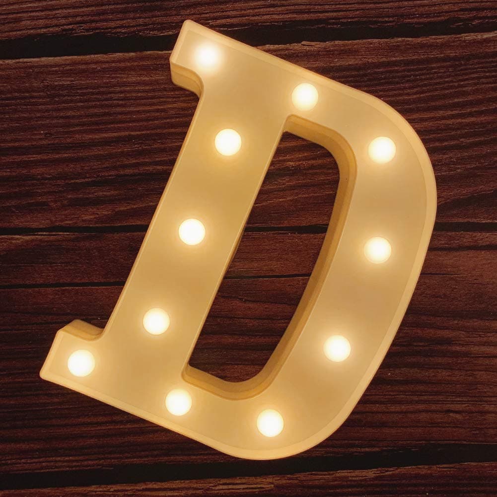 MUMUXI Marquee Light Up Letters | Large Light Up Numbers | Battery Powered and Bright with Every Letter of the Alphabet | For Wedding, Birthday, Party, Celebration, Christmas or Home Decoration (D)