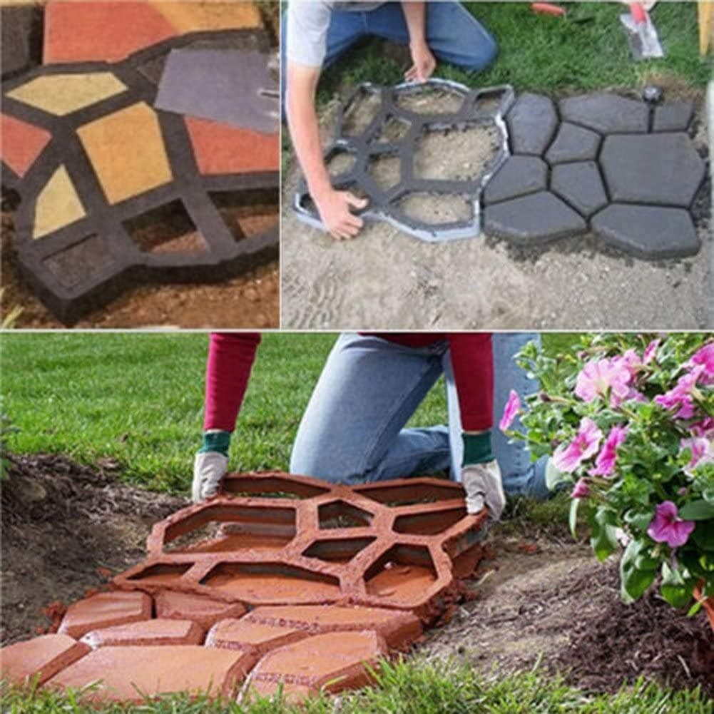 Concrete Molds and Forms, Walkway Pathmate Paving Pavement Reusable Stepping Stone Outdoor Paver Walk Way DIY Path Garden Yard Patio Cement Mold