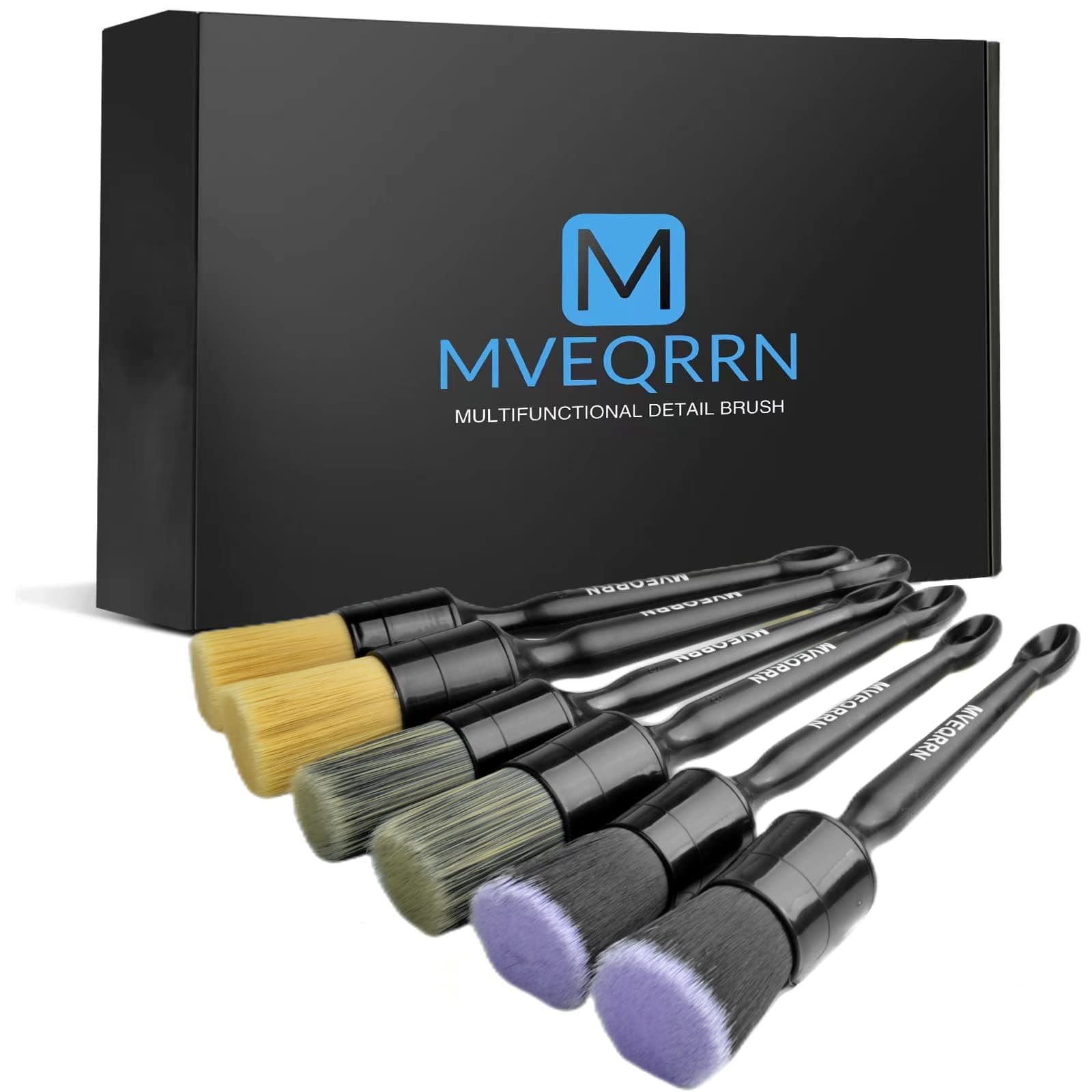 6pcs Car Detailing Brush Set-2pcs Boars Hair Car Detailing Brushes,2pcs Ultra Soft No Scratch Detailing Brush for Air Vent,Leather Seat 2pcs Detail Brushes car Detailing for Interior Exterior