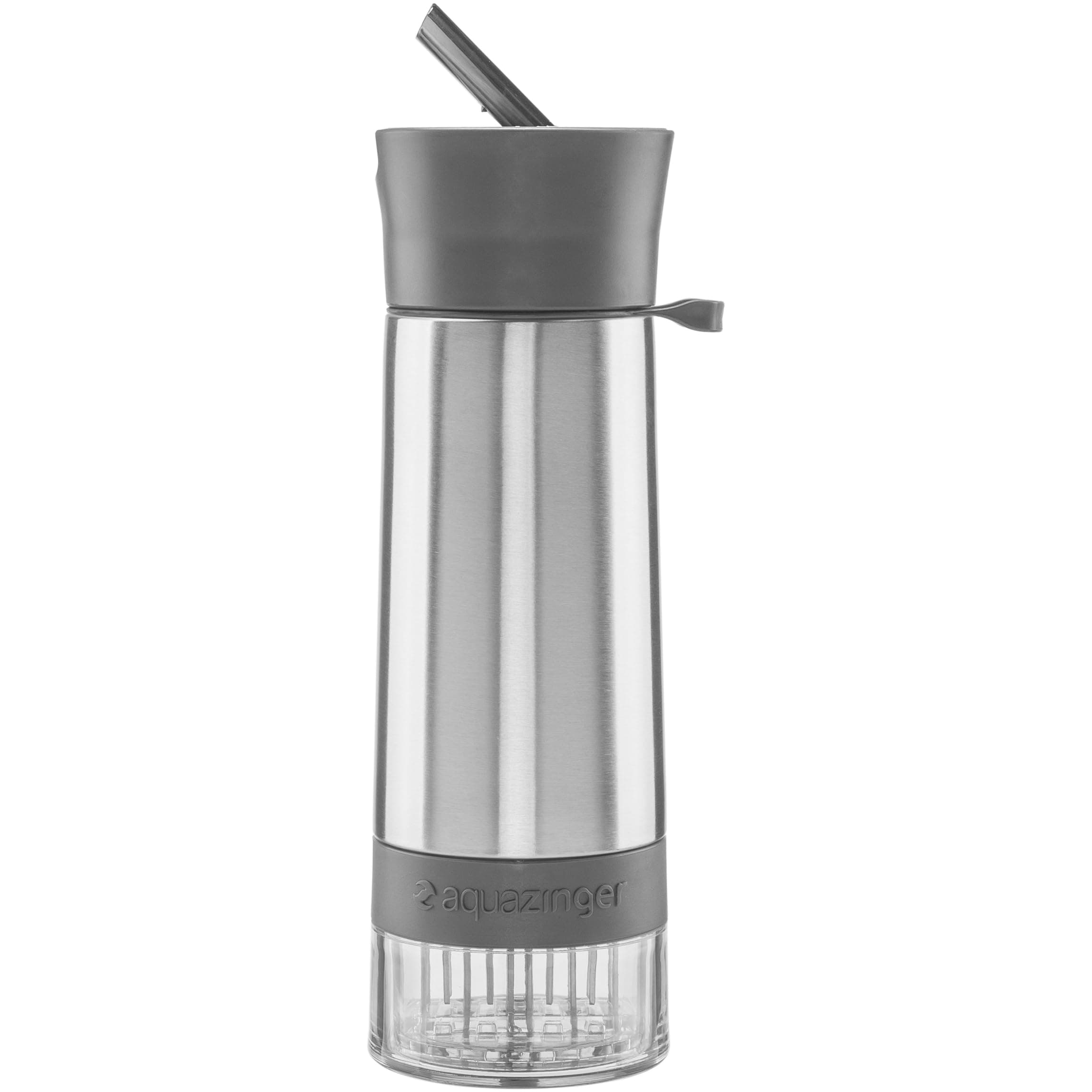 Zing Anything Aqua Zinger , Stainless Steel Infuser Bottle, Double Wall Insulate Reusable Water Bottle, Citrus Infusion, Active Infusion, Food Grade 18/8 Stainless Steel, Hydration, 20 oz., Gray