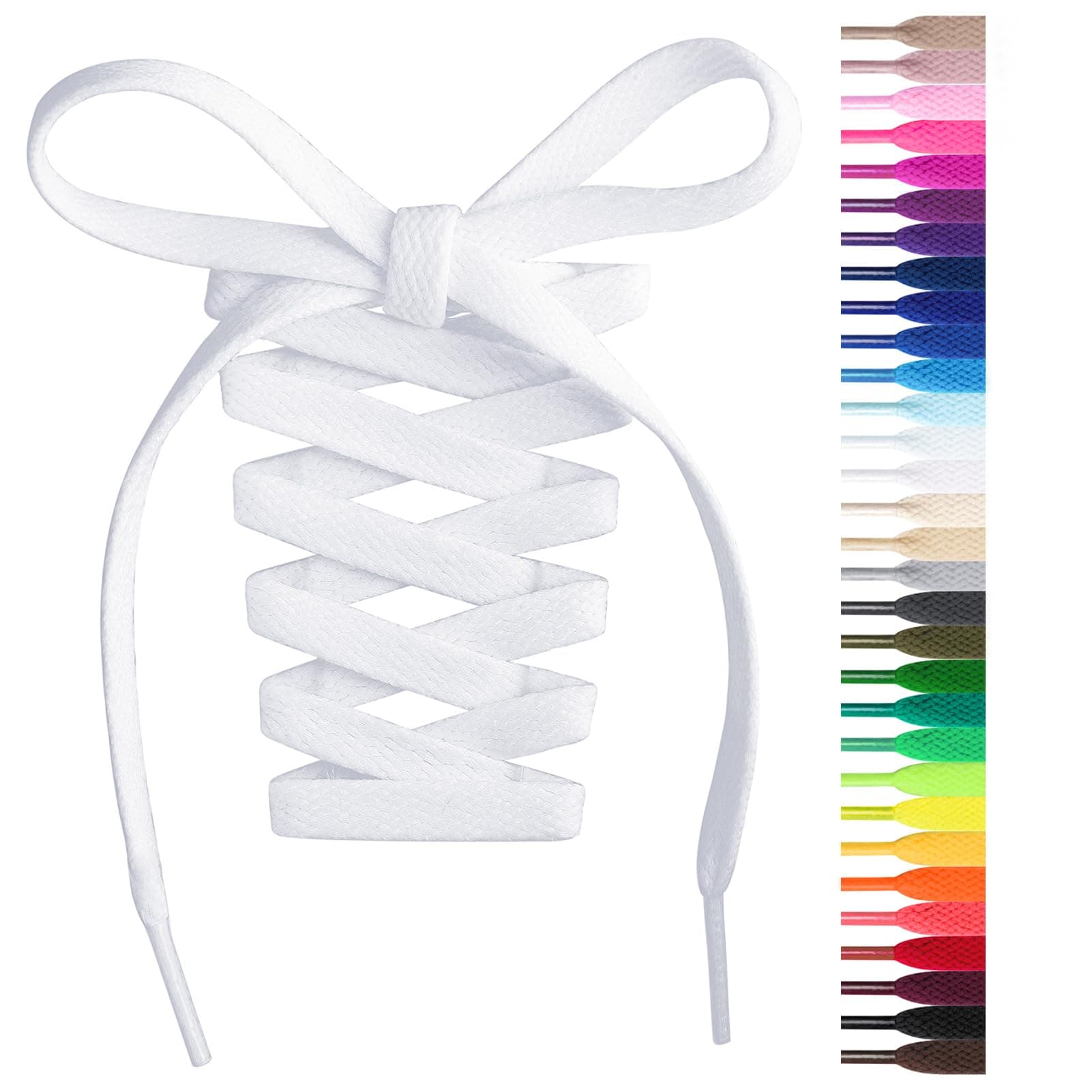 Flat Shoelaces 5/16" - 20 Colors in 36"-72" Shoe Laces For Sneakers