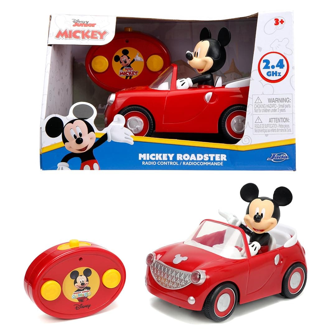 Jada Disney Junior Mickey Mouse Roadster R/C – Remote Control Car with Simple Controller, 1:24 Scale – Fun Toy for Kids Ages 4+