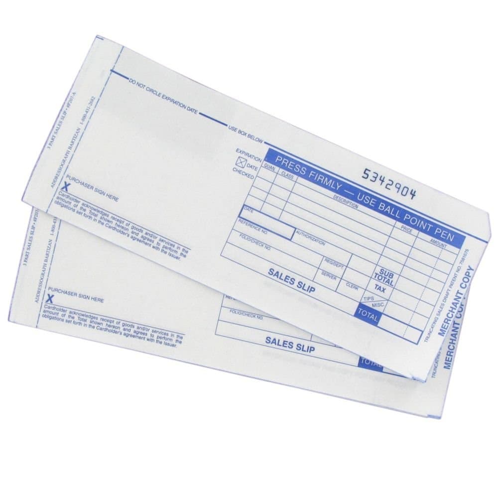 Addressograph P207-A Credit Card 3-Part Voucher - 100 / PK