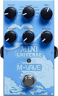 M-VAVE MINI-UNIVERSE Guitar Reverb Effects Pedal with 9 Reverb Modes (Room/Hall/Plate/Spring/Shimmer/Cloud/Bloom/Swell/Lofi) USB Type C and DC 9V Power Supply