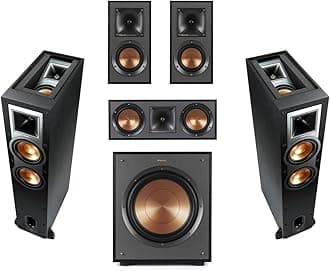 Klipsch 2 Pack R-26FA Dolby Atmos Speaker - Bundle with R-41M Bookshelf Home Speakers, R-25C Center Channel, R-12SWi 12-inch Wireless Subwoofer
