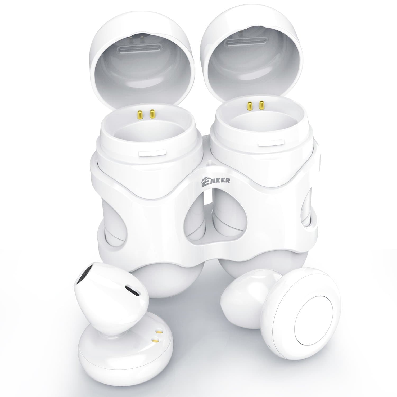 EJIKER Mini Bluetooth Earphones, True Wireless Earbuds Bluetooth 4.2 Stereo Sound Earphones Headphones with Noise Cancelling Mic Magnetic Charging Case Pods Compatible iPhone Android, White