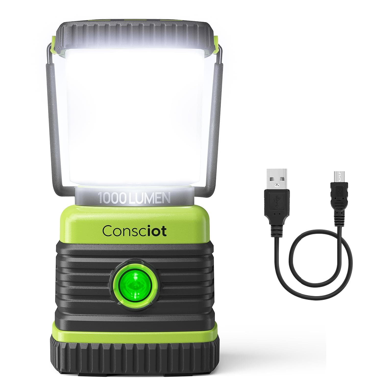LED Camping Lantern Rechargeable, Camping Lights, 1000LM, 4 Light Modes, 4400mAh Power Bank, IPX4 Waterproof Tent Lights, Dimmable Flashlight for Emergency, Power Outages, USB Cable Included