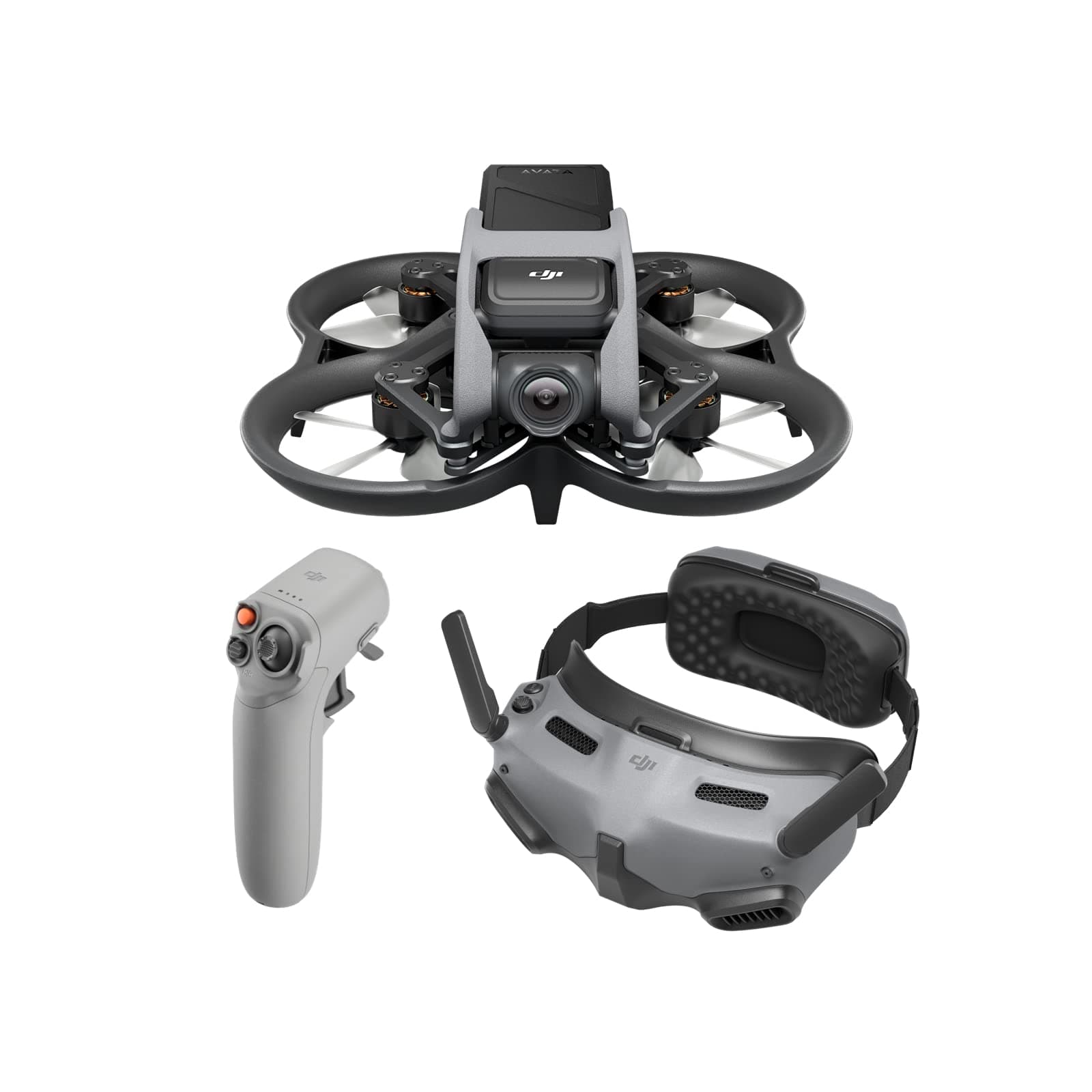 Avata Explorer Combo, FPV Drone with Camera 4K, Super-Wide 155° FOV, Includes New RC Motion 2 and Goggles Integra Black, FAA Remote ID Compliant