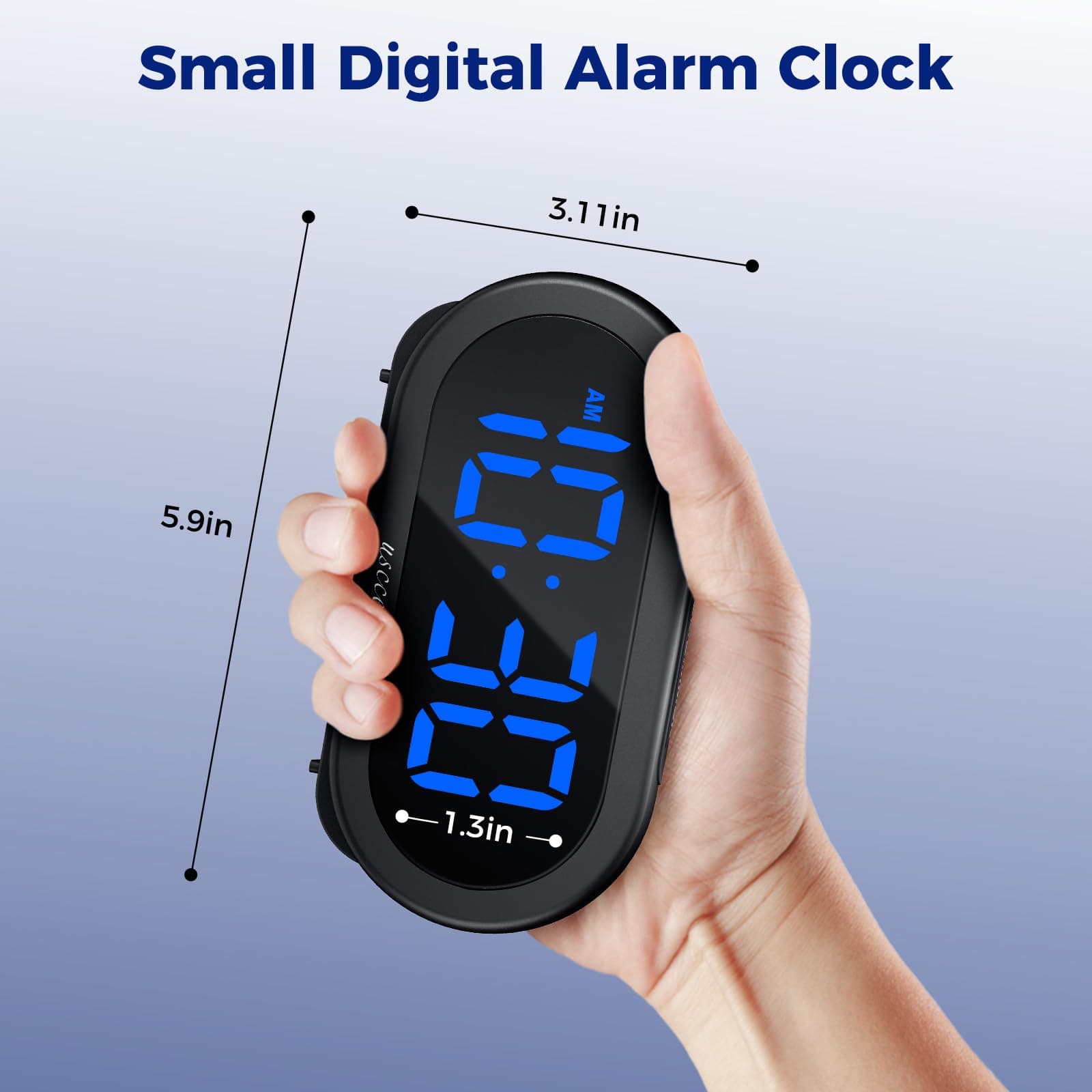 uscce Small Digital Clock for Bedroom: 6 Dimmable Brightness 4 Alarm Volume - Plug in Clock with Easy Operation for Bedside Desk Blue