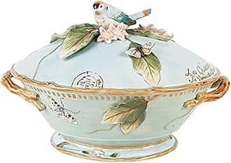 Fitz and Floyd Toulouse Soup Tureen with Ladle, 3.5 Quart, Blue