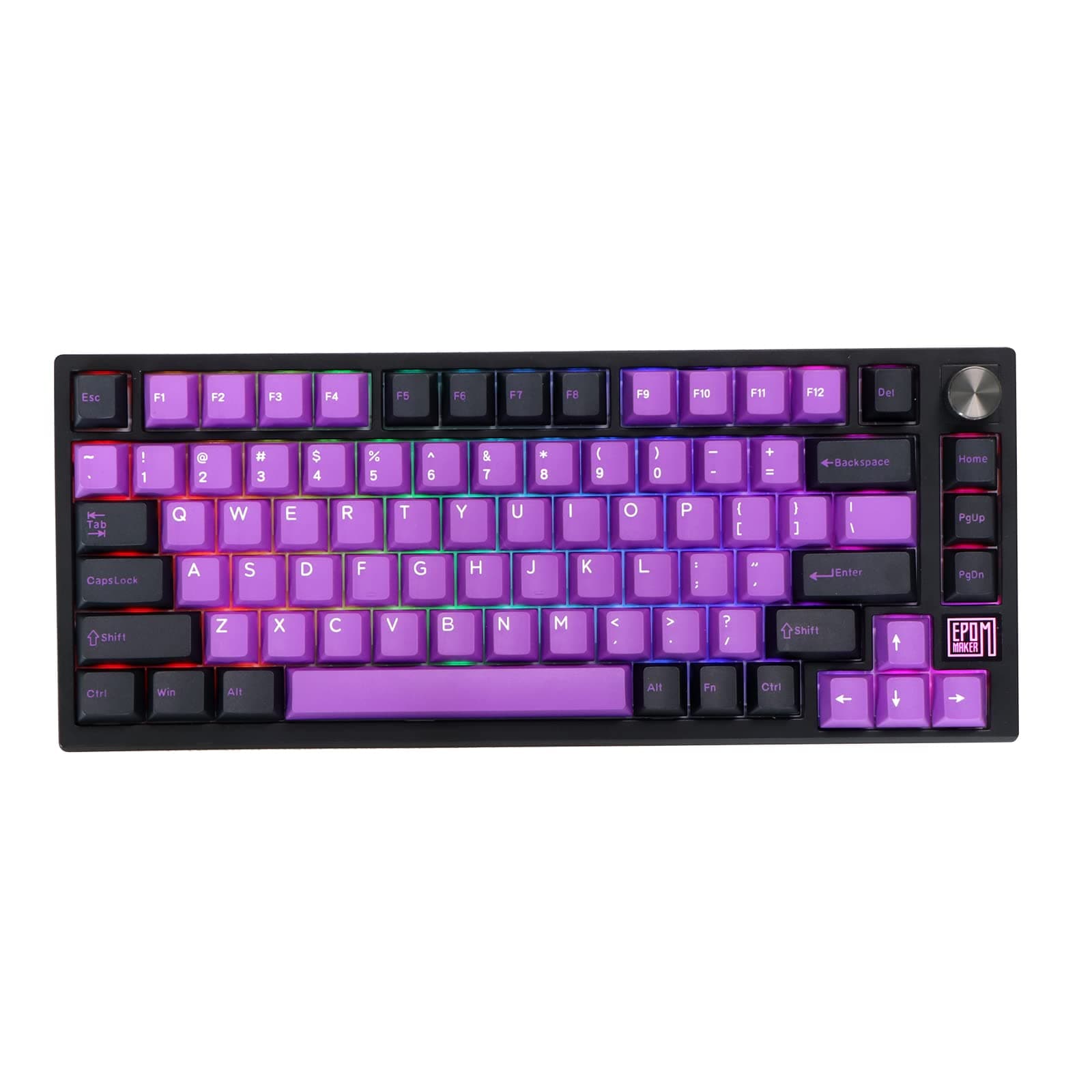 EPOMAKER TH80 SE Gasket 75% Mechanical Keyboard, NKRO Hot Swappable RGB 2.4Ghz/ Bluetooth 5.0/ Wired Gaming Keyboard with Poron/EVA Foam, 4000mah Battery (Black Purple, Gateron Pro Black)
