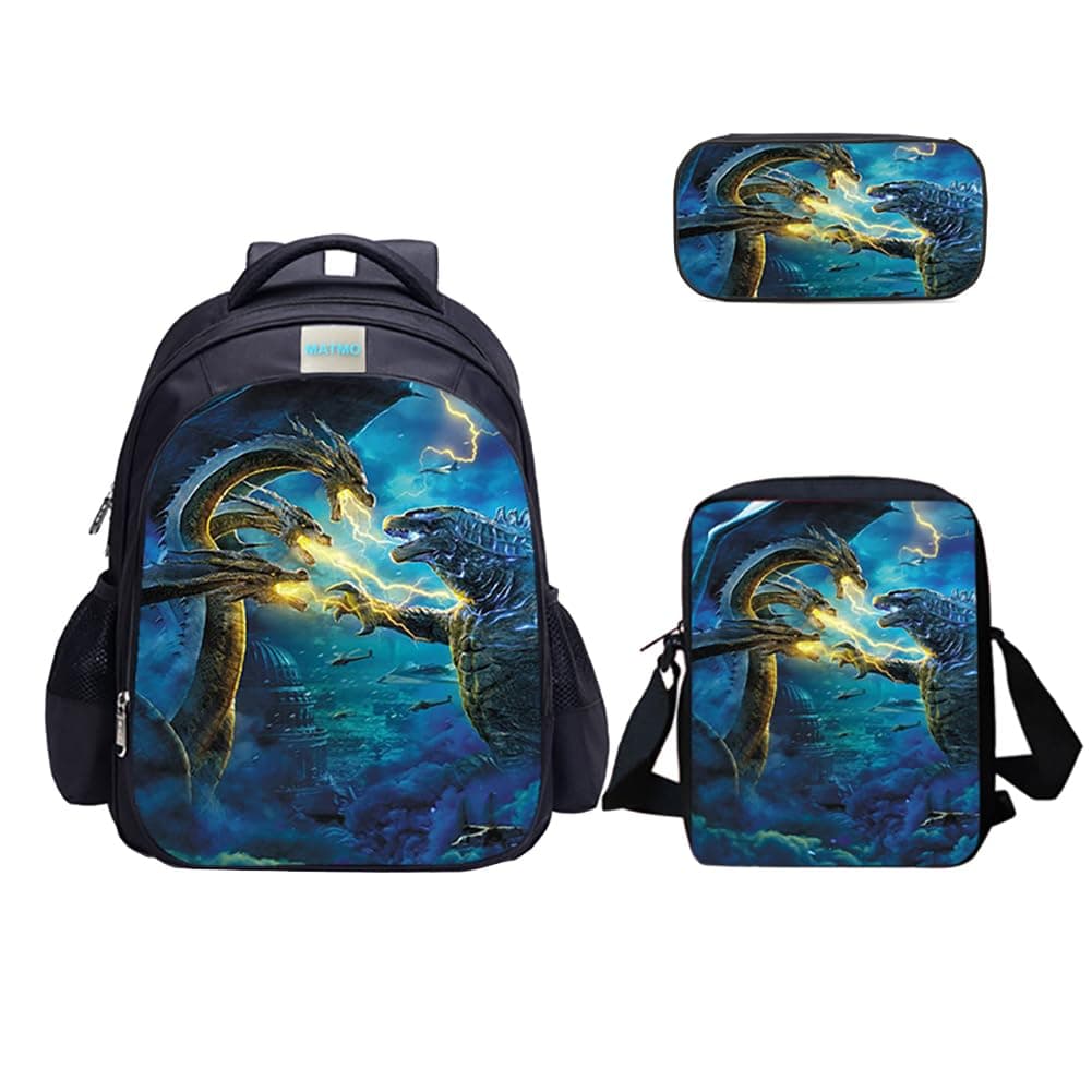 Monster Dragon Backpack and Lunch Bag Set for Boys, School Backpacks Shoulder Bag Pencil Case (Monster Dragon Backpack Set 13)