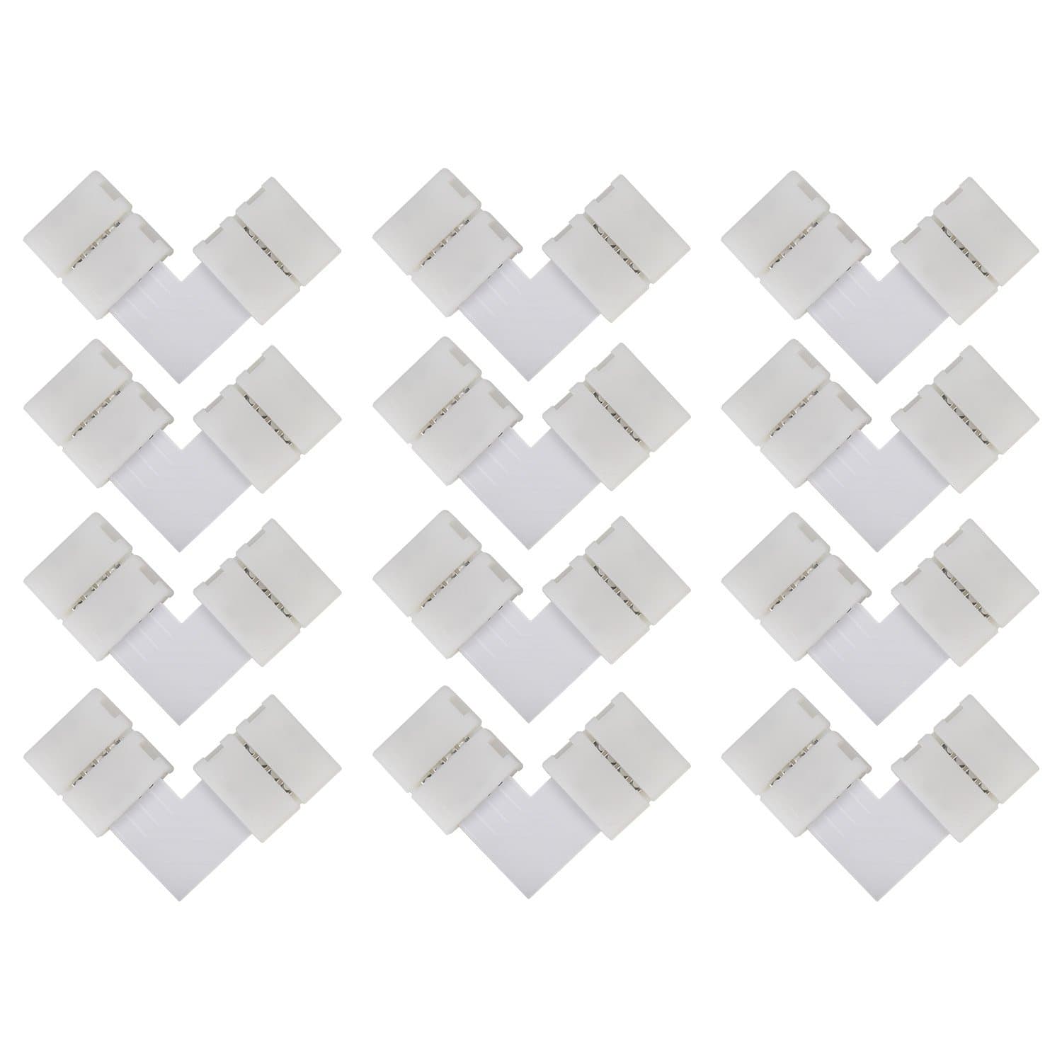 eLander - L Shape Connector [12 Pieces] for RGB 5050 LED Light Strip connectors, LED Corner connectors, LED Strip Connector, 10 mm connectors