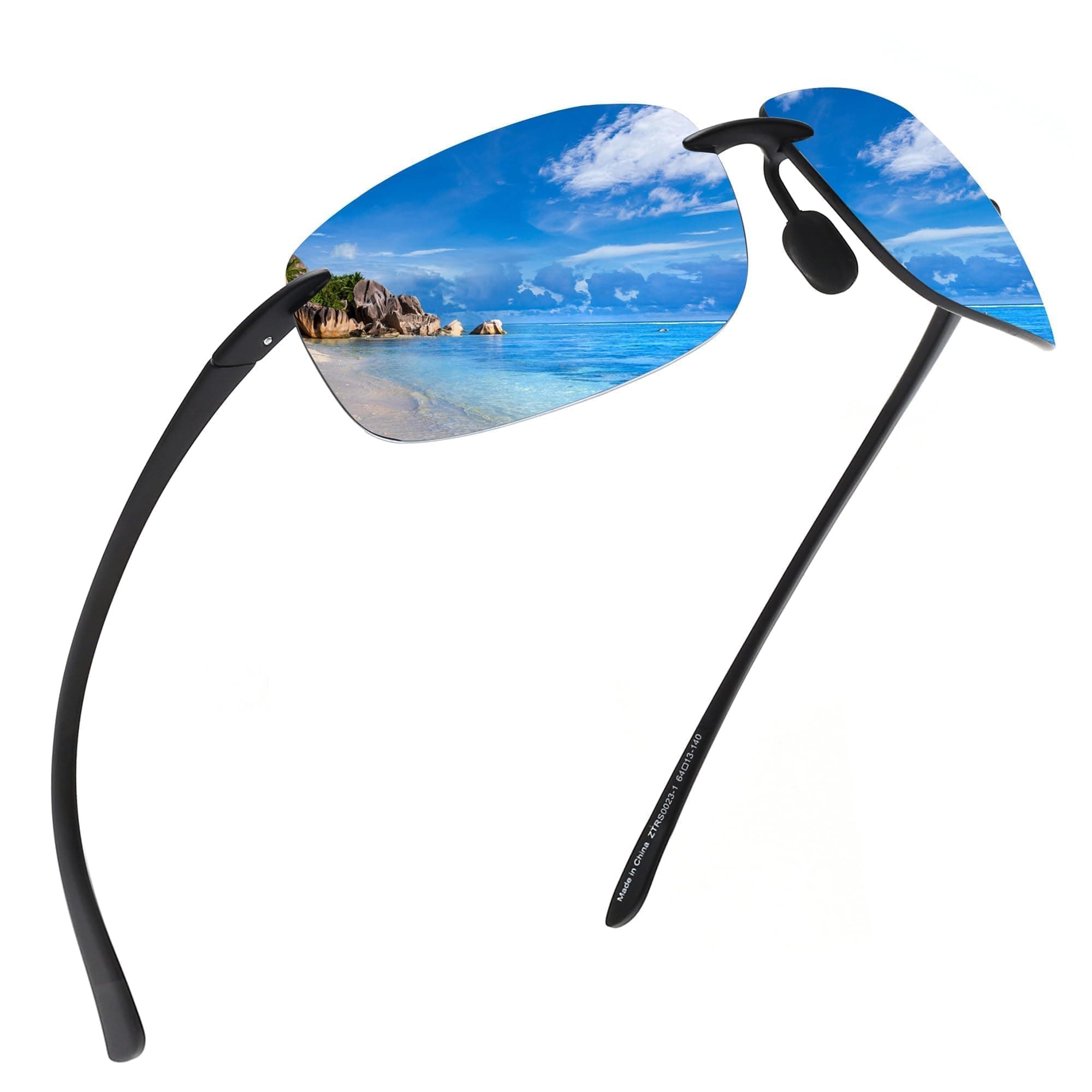 Sport Sunglasses for Men Women TR90 Rimless Frame for Running Fishing Cycling Driving