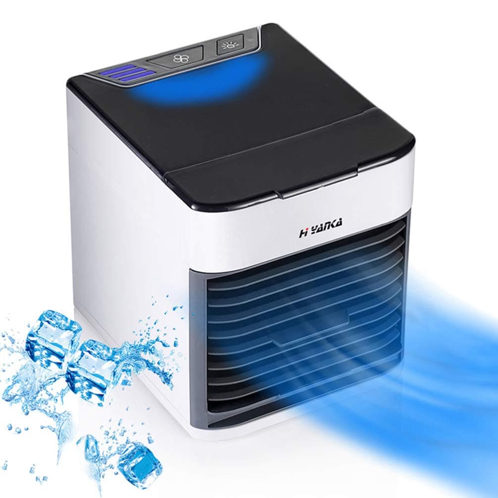 H YANKA Personal Air Cooler, USB Evaporative Coolers with Waterbox，Portable Table Fan，Ultra-Quiet Table Fan，3 Fan Speed，USB Charging，Fresh Design，Prevent of Water Leakage