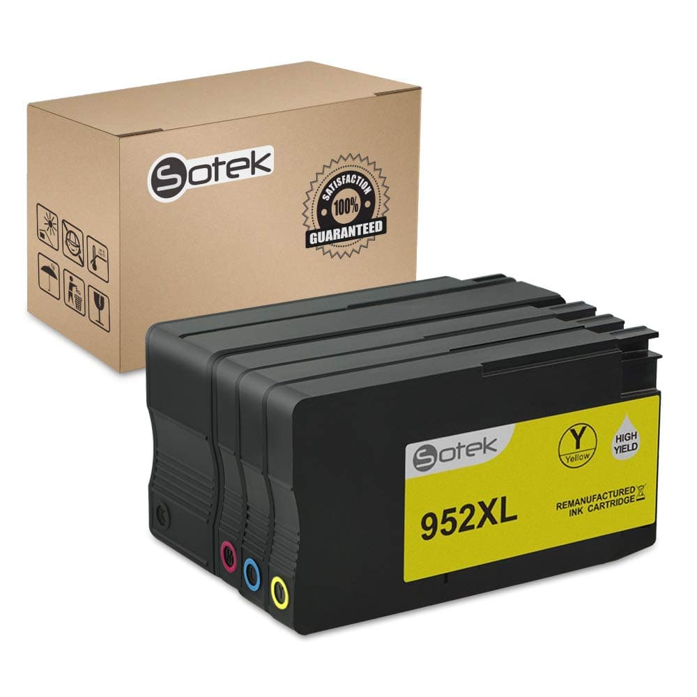 Sotek Remanufactured Ink Cartridge Replacement for HP 952XL, Use with HP OfficeJet Pro 8710, 8720,7740, 8730, 8216, 7720,8702, 8715, 8725, 8740, 8700, 8210, 8200 Printers (K/C/M/Y, 4Pack)