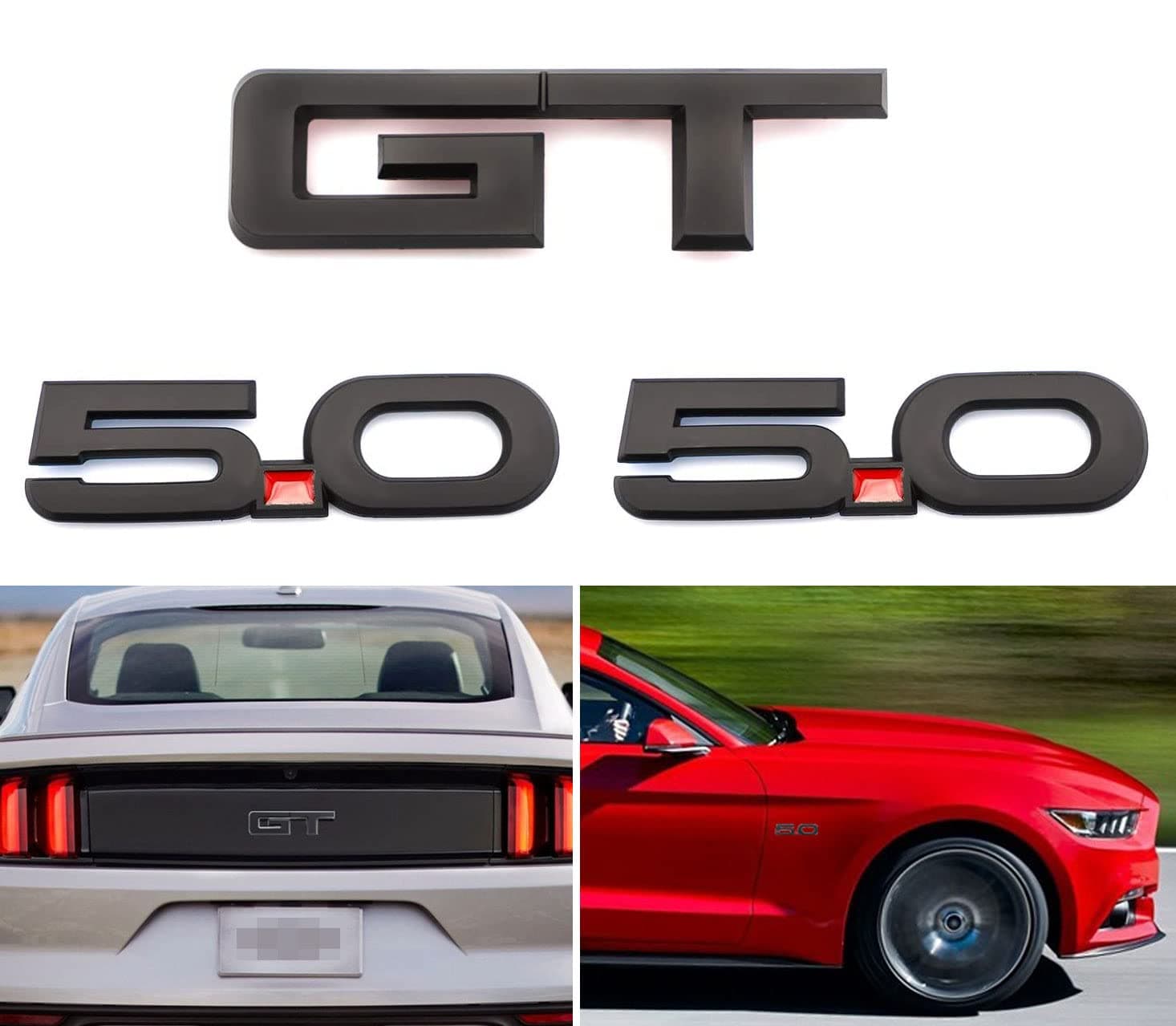 GT Emblem + 5.0 Emblems Decals Badge for Mustang 2015 to 2022 (GT5.0)