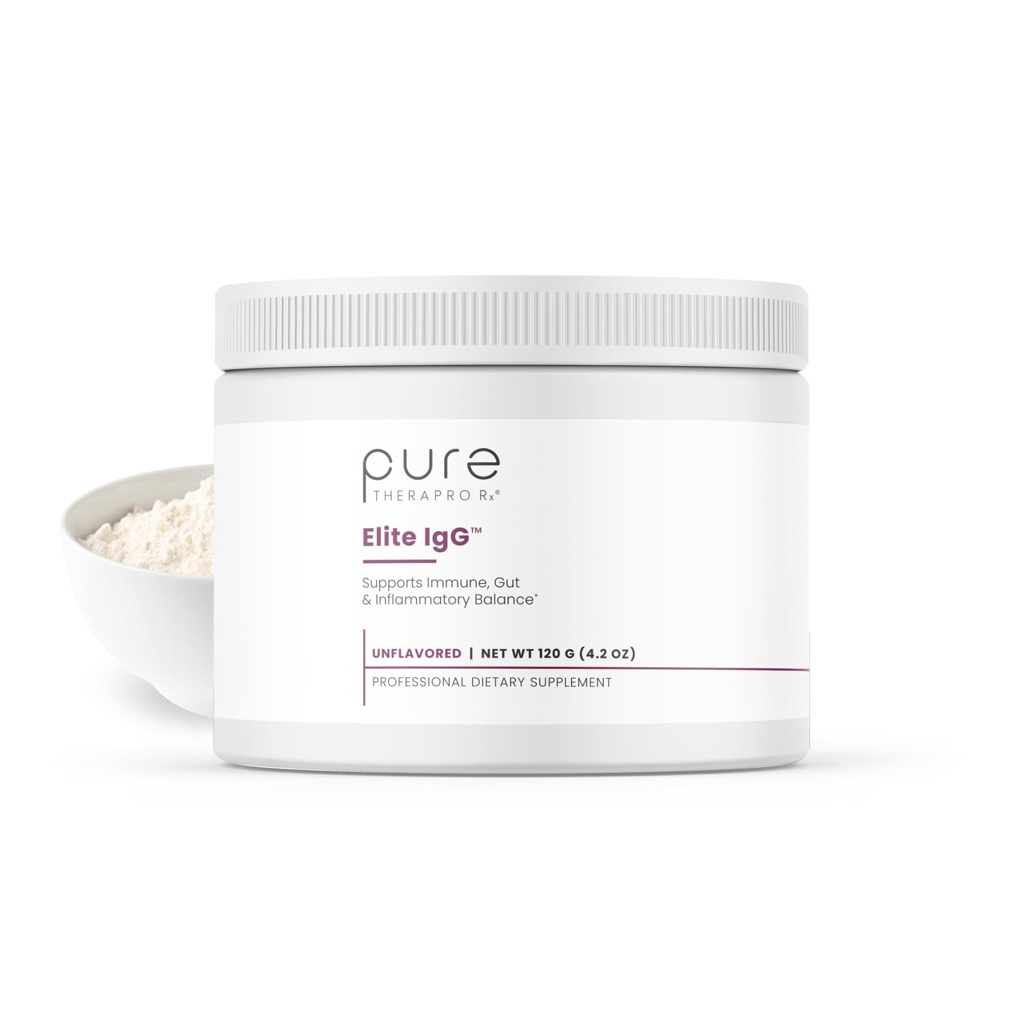 Pure Therapro Rx Elite IgG Immunoglobulin Supplement Powder, 60 Servings, 1100 mg IgG, IGA & IgM Serum Derived Immunoglobulins, Unflavored, Gluten, Dairy & GMO Free Colostrum Supplement Alternative