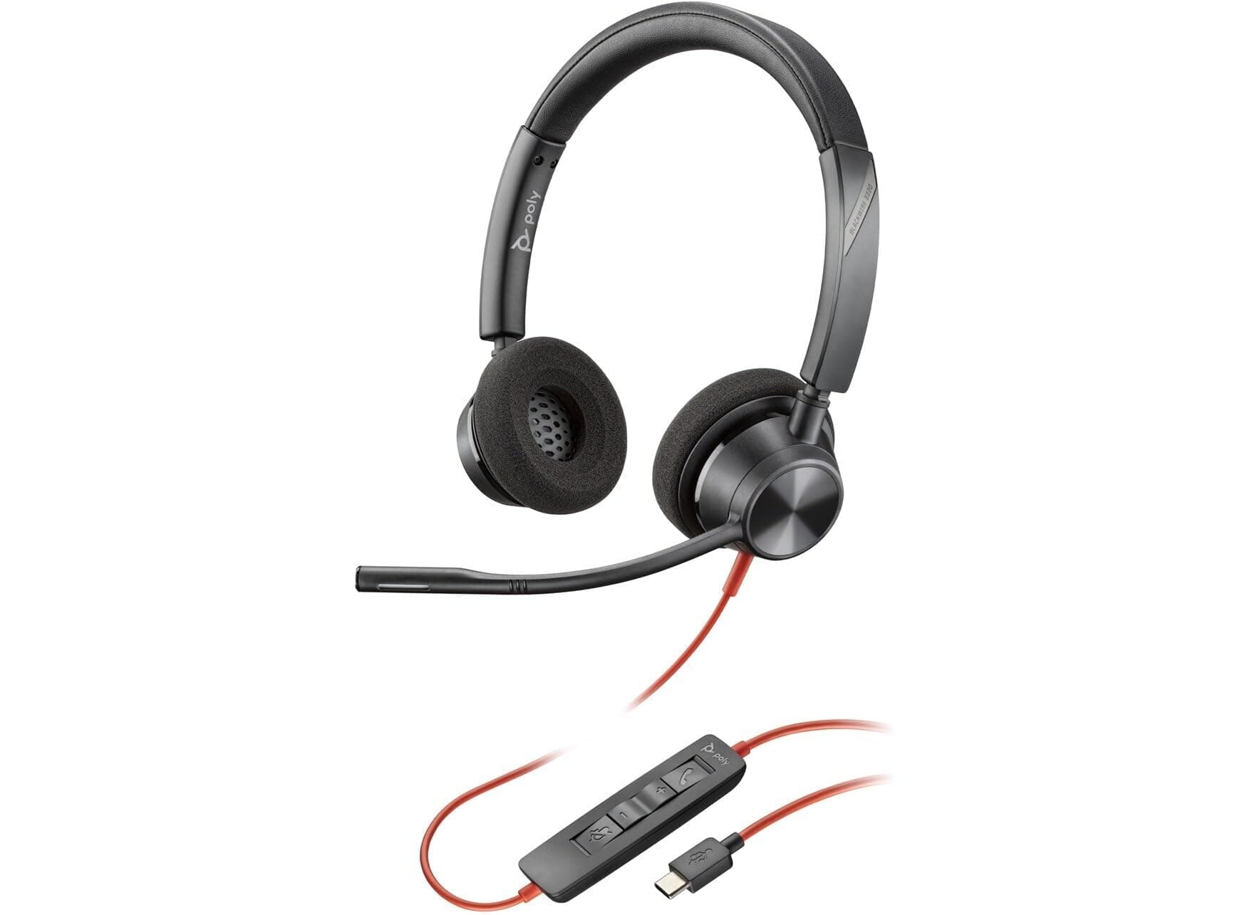Plantronics - Blackwire 3320 USB-A - Wired Dual Ear (Stereo) Headset with Boom Microphone - Connect to USB-A PC, Mac, Cell Phones - Supports Team Zoom and More