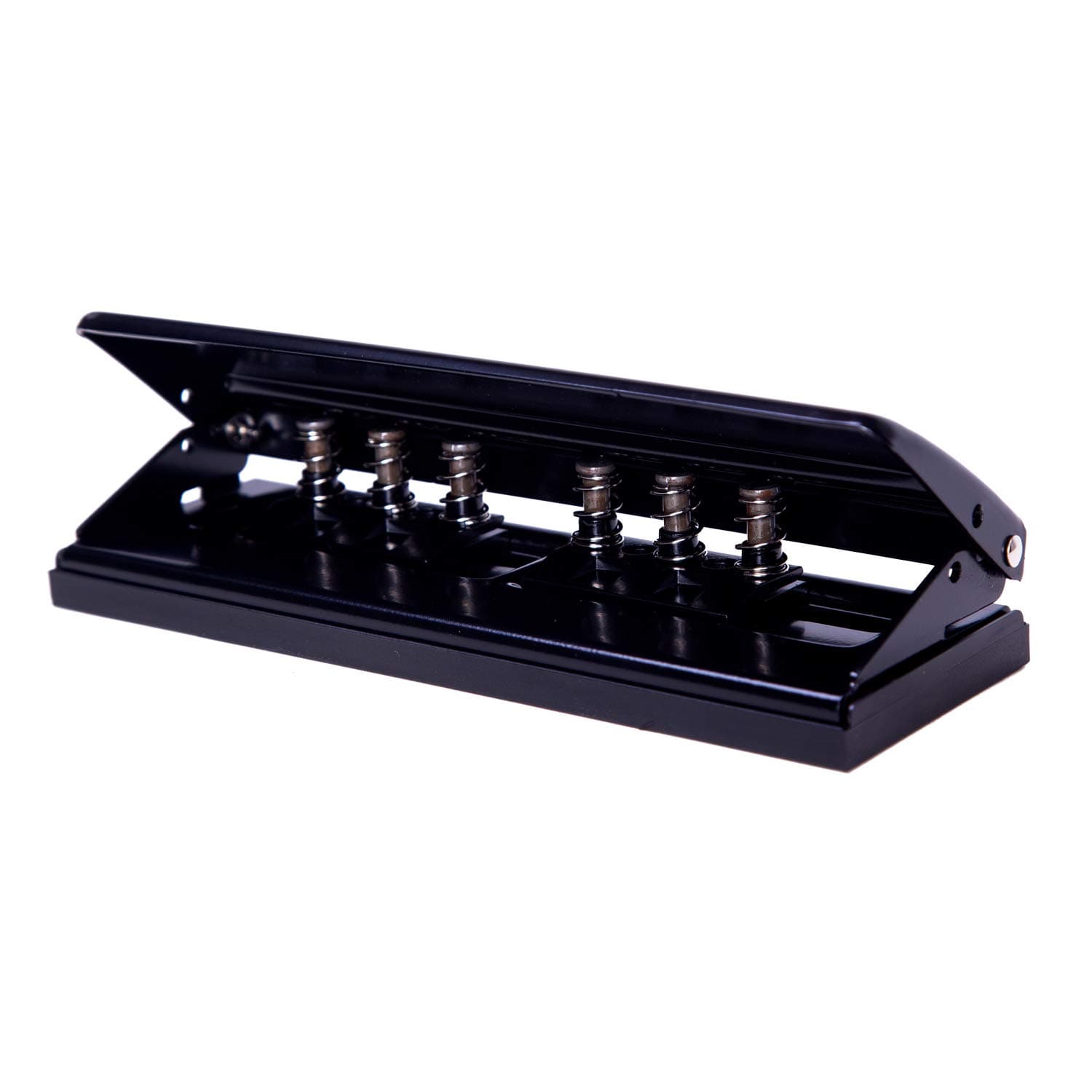 Chris Wang Adjustable Metal 6-Hole Paper Punch Puncher for A5/Personal/Pocket Six Ring Binder Day Planner Inserts Pages - 6 Sheet Capacity - 6mm Hole Diameter(Black)