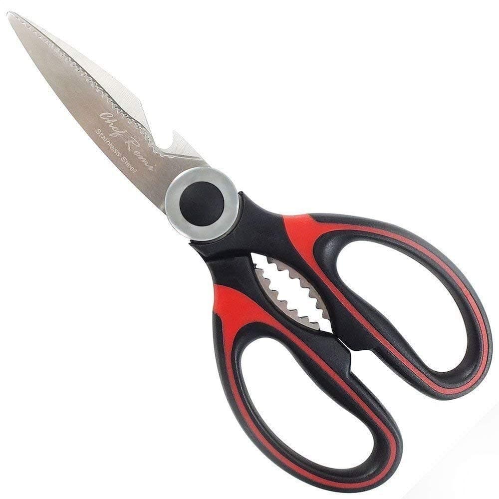Chef Remi Latest Kitchen Scissors - Multi Purpose Utility Shears for Chicken, Poultry, Fish, Meat, Vegetables, Herbs and BBQ - As Sharp As Any Knife - Ideal Christmas Gift