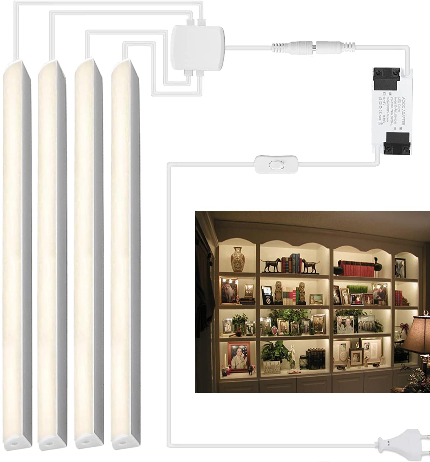 Cefrank V Shape Cabinet Lights, Warm White 4X 12 Inches V-Shape LED Light Bars - 1200lm 12W - Warm White 3000K