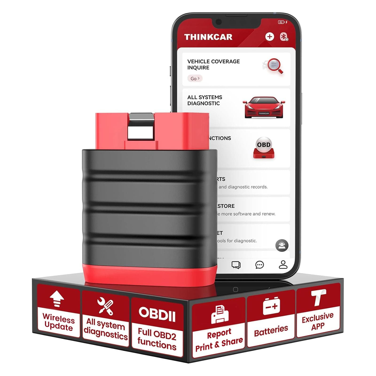 THINKCAR Thinkdiag Mini Bluetooth OBD2 Scanner Diagnostic Tool, OE Full-System Car Scanner for iOS & Android, Check Engine Light Fault Code Reader Scan Tool for All 1996 & Newer Vehicles, Free Update
