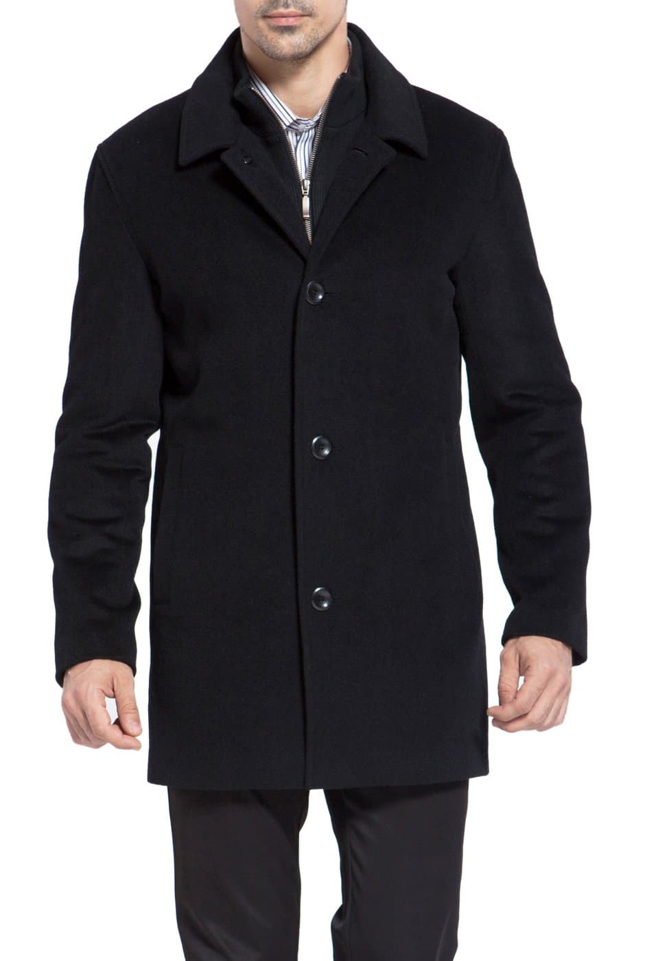 MODERMMen Justin Cashmere Wool Blend Car Coat - Regular and Big & Tall