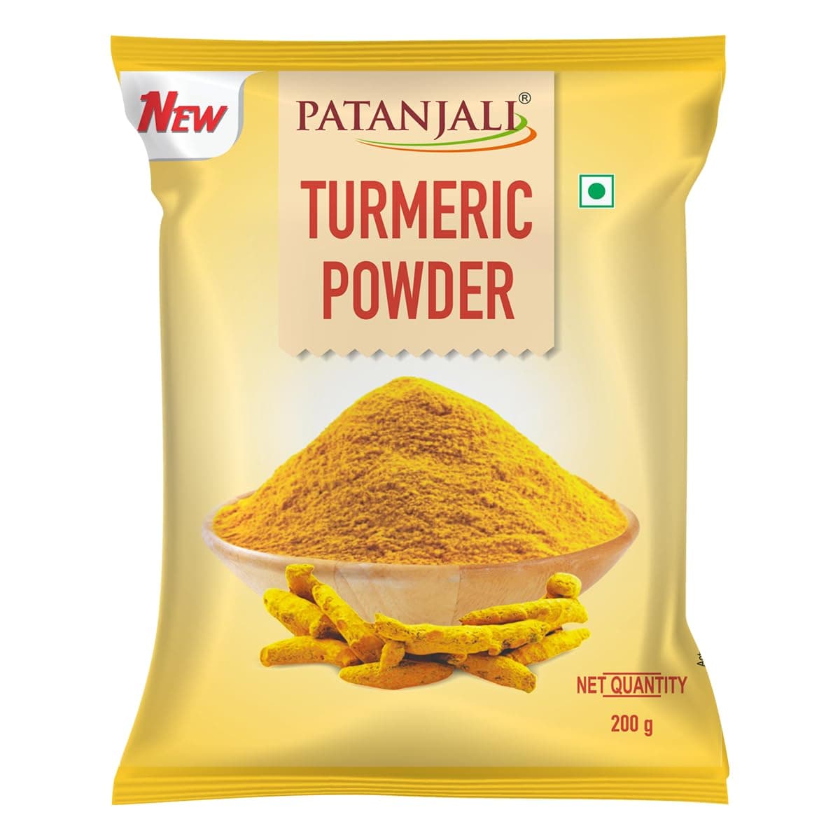 Patanjali Turmeric Powder, 200g Flavourful Indian Spice for Cooking, Enhances Taste & Color, Hand Grounded Haldi Powder