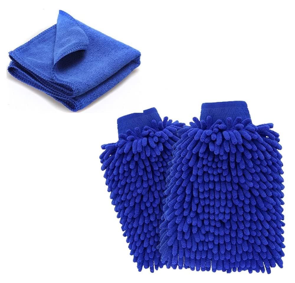 Car Cleaning Microfiber Mitt YKEZHU 2 Pack Ultra-soft Premium Microfiber Wash Gloves with Cleaning Cloth [100% Satisfaction Warranty]