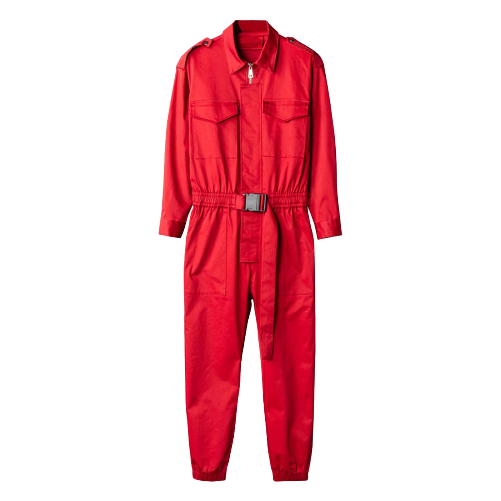 Men Red Jumpsuit Cosplay Costumes Red Suit Adult Outfit Halloween