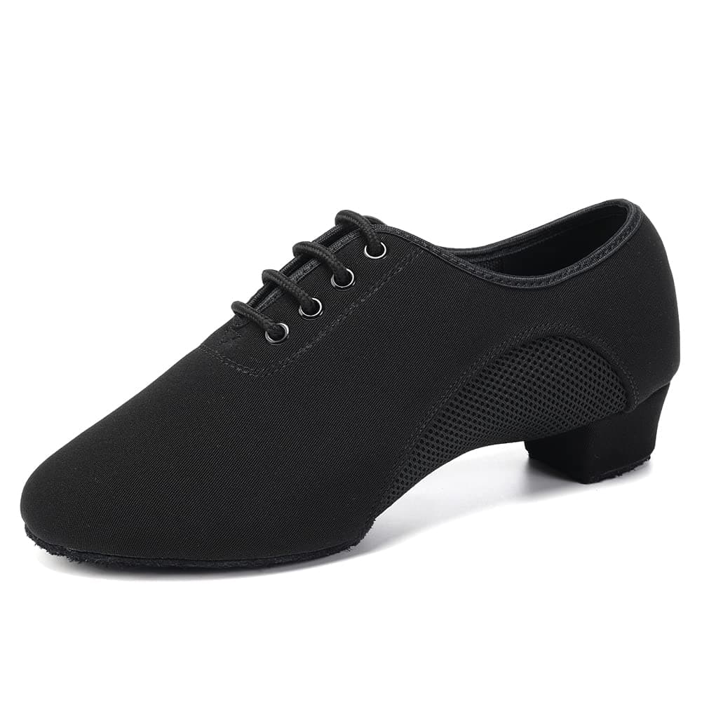 SWDZM Men&Women Ballroom Dance Shoes Lace-up Closed Toe Latin Modern Performance Dance Practice Teaching Shoes,MF2805,Heel-1.38'',Black, 8 US