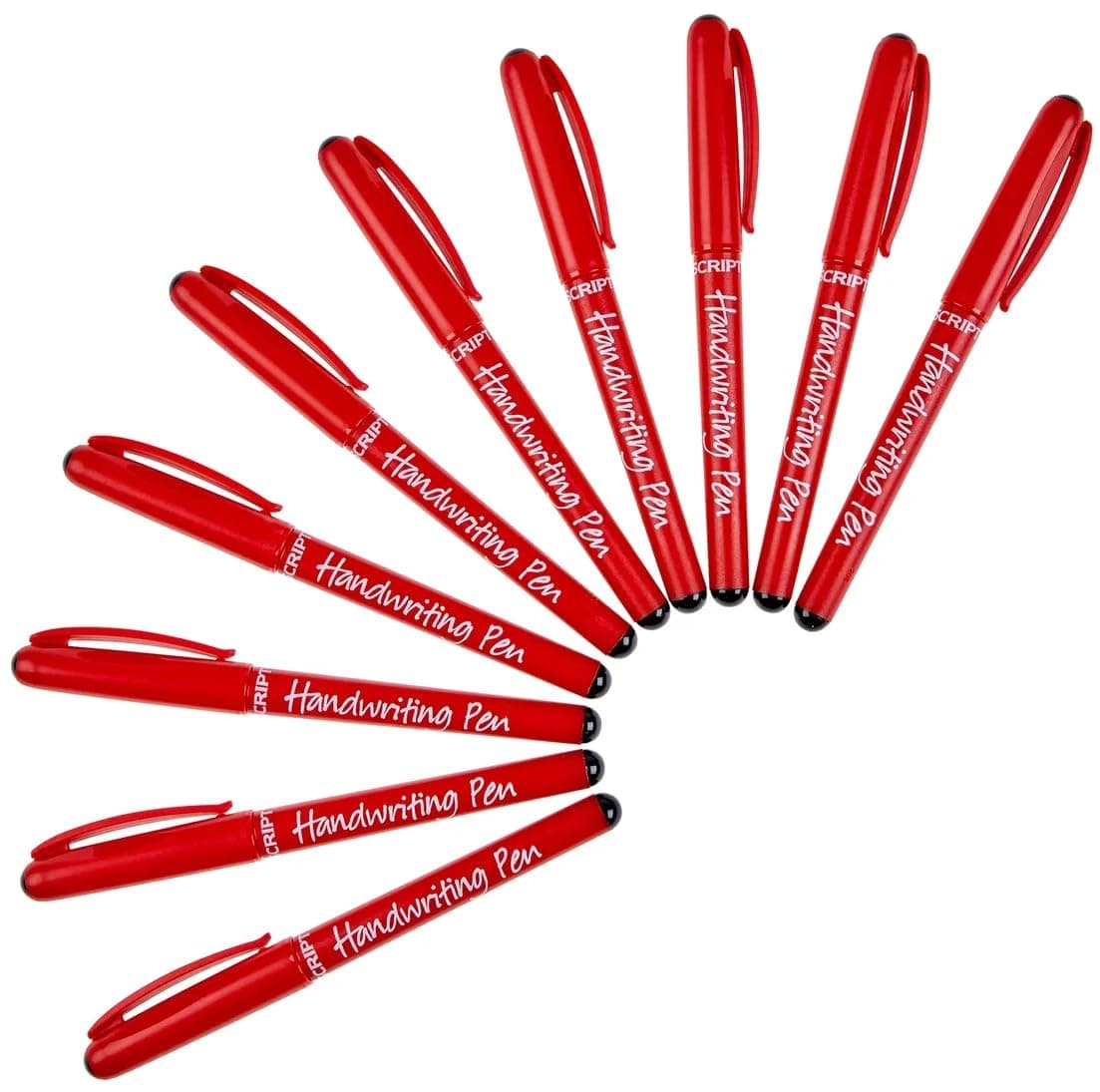 (Pack of 10) Manuscript Black Handwriting Pens Comfort Grip School Kids Handwriter