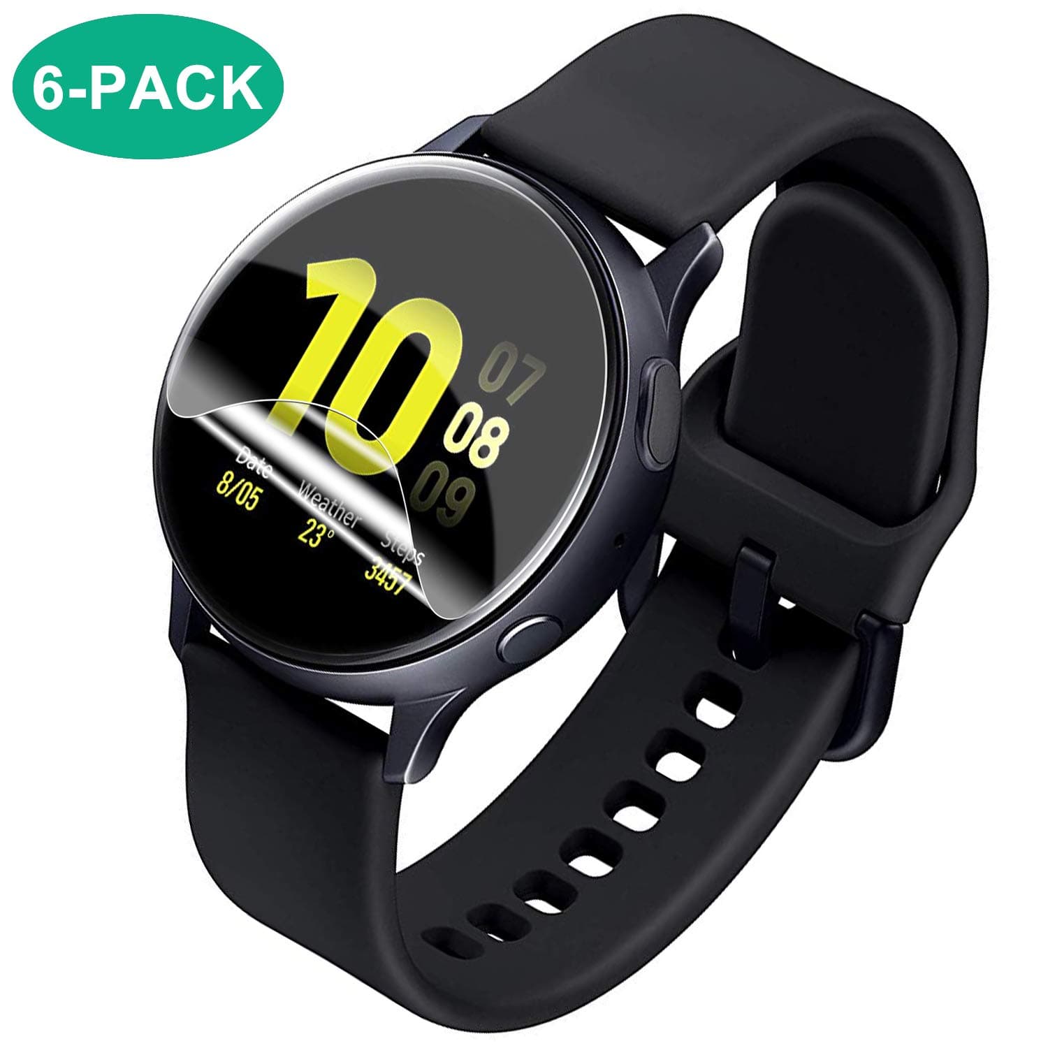 [6 Pack] Screen Protector for Samsung Galaxy Watch Active 2, Full Coverage Protection Film Accessories HD Clear Anti-Scratch Explosion-Proof Flexible Film for Galaxy Active Watch 2(44mm)