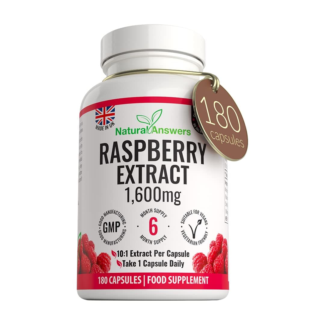 Raspberry Extract 1600mg - Vegan & Vegetarian Friendly, Low Carb, Max Strength Ketones Supplements - Made in The UK (180 Capsules)
