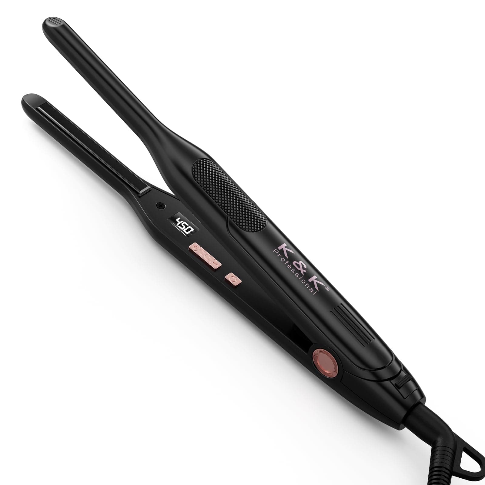 K&K Upgrade Small Curling Iron, 3/10" Pencil Flat Iron for Short Hair, Small Flat Irons for Pixie Cut, Pencil Hair Straighteners for Edges, Touch Ups and Bangs, Ceramic Coating Floated Plate