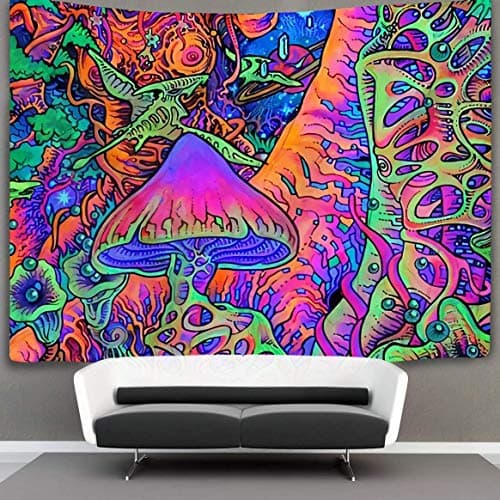 Trippy Smoke Mushrooms Wall Tapestry Hippie Art Tapestry Wall Hanging Home Decor Extra Large tablecloths 60x90 inches for Bedroom Living Room Dorm Room ¡­