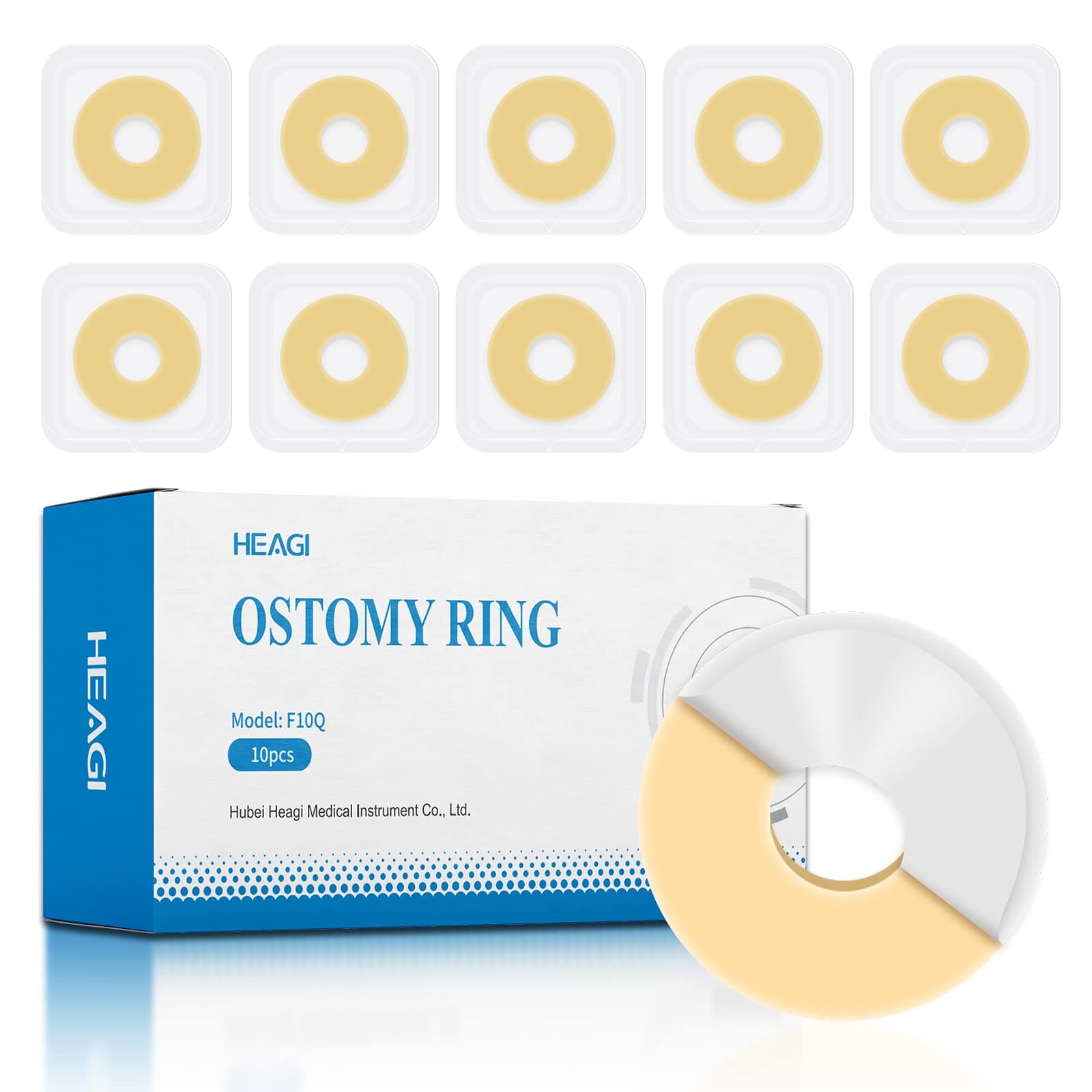 10Pcs 2mm Moldable Ostomy Rings, Hydrocolloid Stoma Barrier Rings for Colostomy Bags, Sting-Free, Box of 10