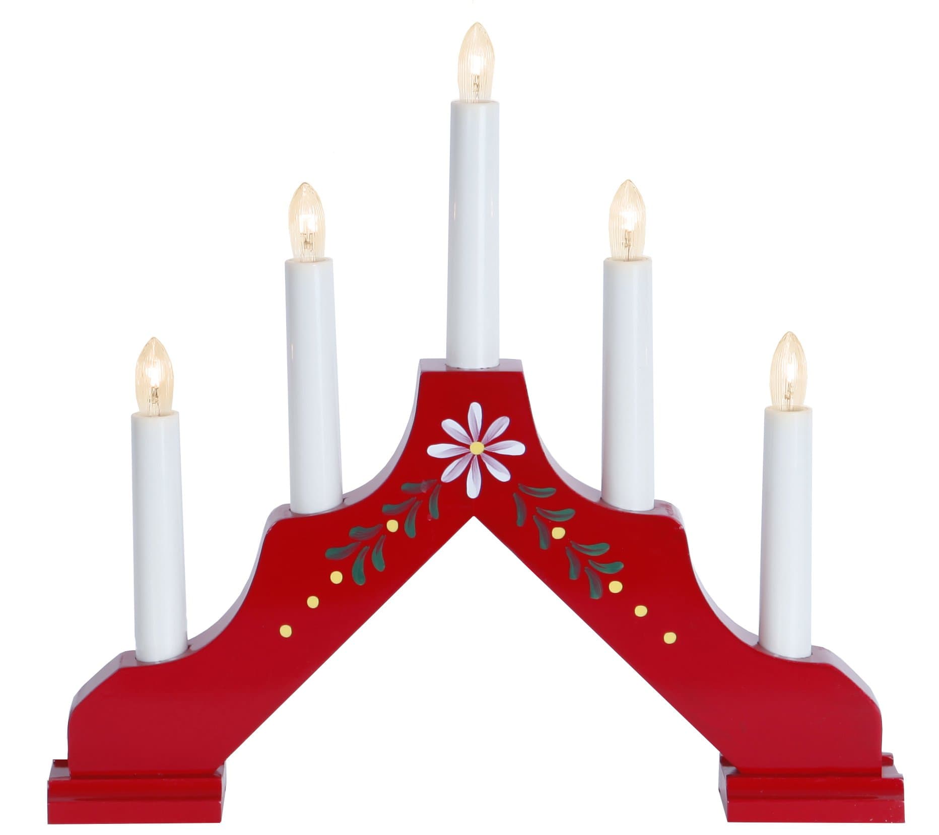 Star Trading 4228585 - 11.5" x 12" 5 Light Electric Red Wooden Adam Swedish Candelabra