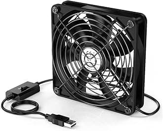 TERRIFI PC Fans 120mm 5V Cooling Fan 3-Degree Speed Switch Portable Home Office Fans Metal USB Powered Cooling Fan for Laptop/TV Box/AV cabint/PS4/Router (120 mm)