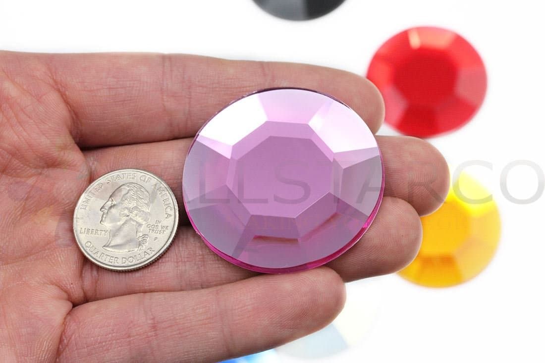 Allstarco 45mm Pink H112 Large Acrylic Rhinestones, Lead Free. Pro Grade - 2 Pieces