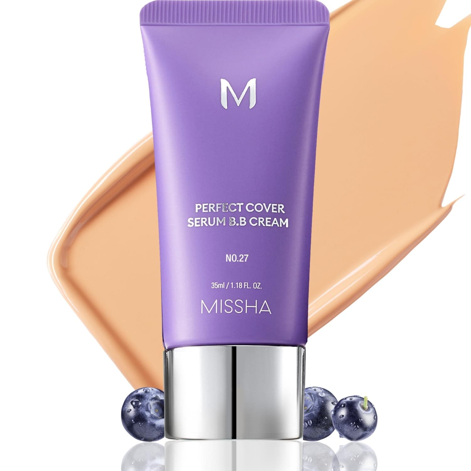 MISSHA M PERFECT COVER SERUM BB CREAM No.27 Honey Beige- Medium with Cool/Neutral Undertone, Skin Tint, Tinted Moisturizer, Skin Care Foundation Makeup, 1.18 Fl oz