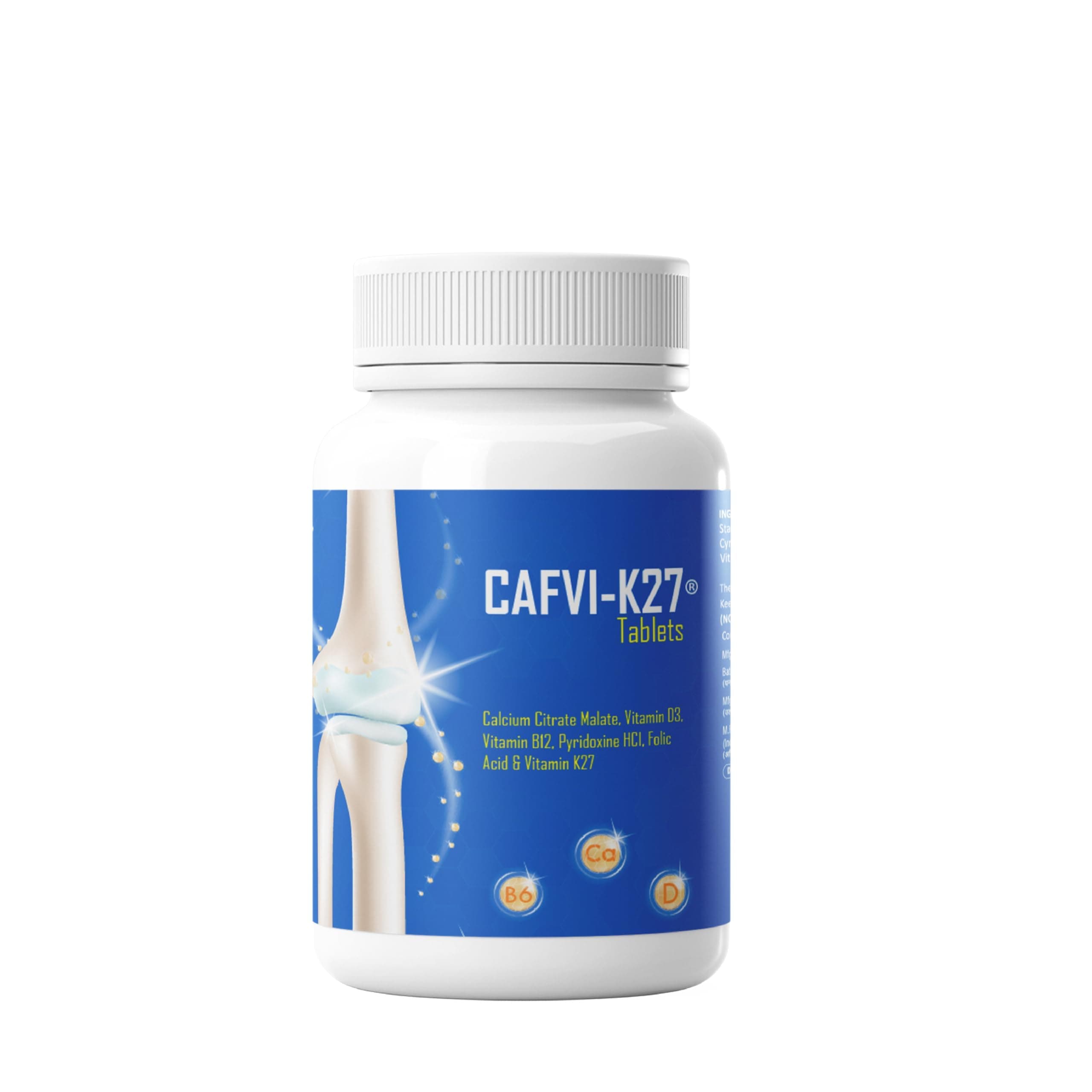 HHC AXIOMS CAFVI-K27 Calcium Citrate Malate Tablets with Vitamin D3, B12, Pyridoxine HCl, Folic Acid, Vitamin K27 for Bones and Immunity.
