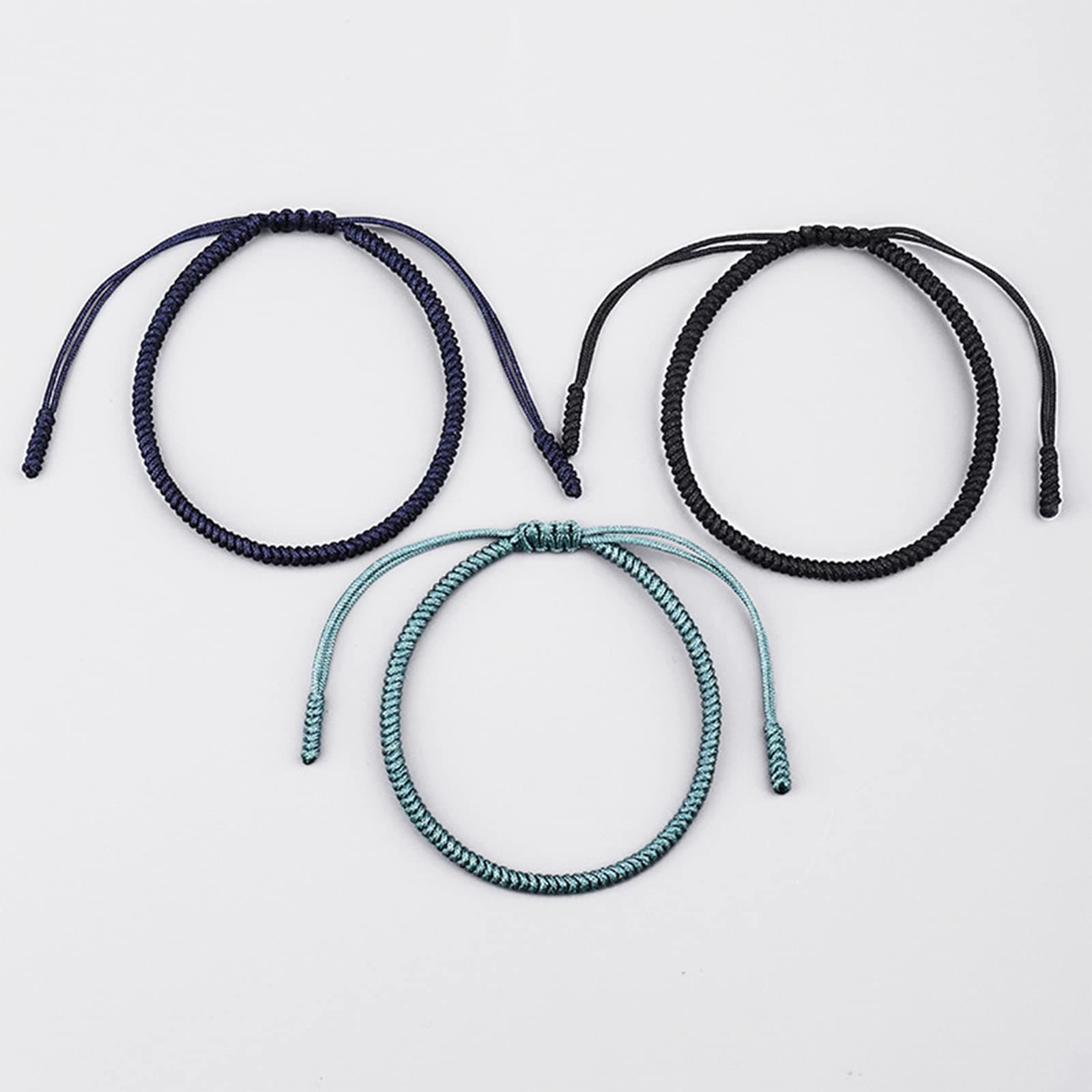 RIMOBUL 3PCS Handmade Tibetan Buddhist Lucky Bracelet Red Rope Bracelet Red Color Bracelets Matching Bracelets