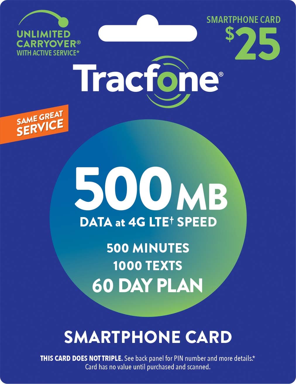 $25 500 Min, 1000 text, 500MB Data 60–Day Plan [Physical Delivery]